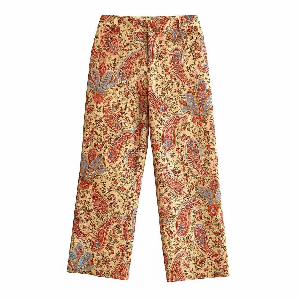 Vintage Talbots Paisley Crop Pants Size 4 (90s / Y2K) Stretch Cotton